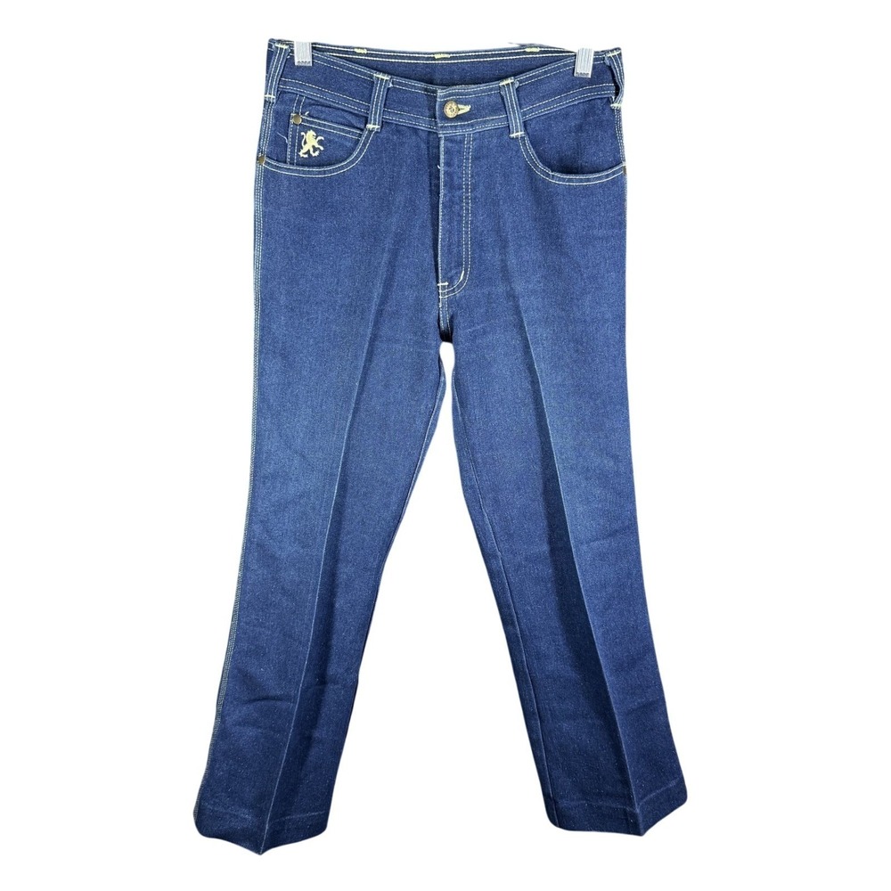 Braxton Jeans Mens 29x28 Blue‎ Vintage Denim Lion Logo Straight Leg